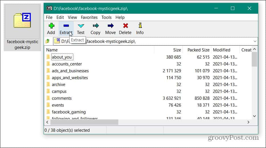 Extract Facebook Data Zip