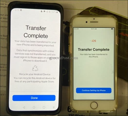 transfer complete between phones