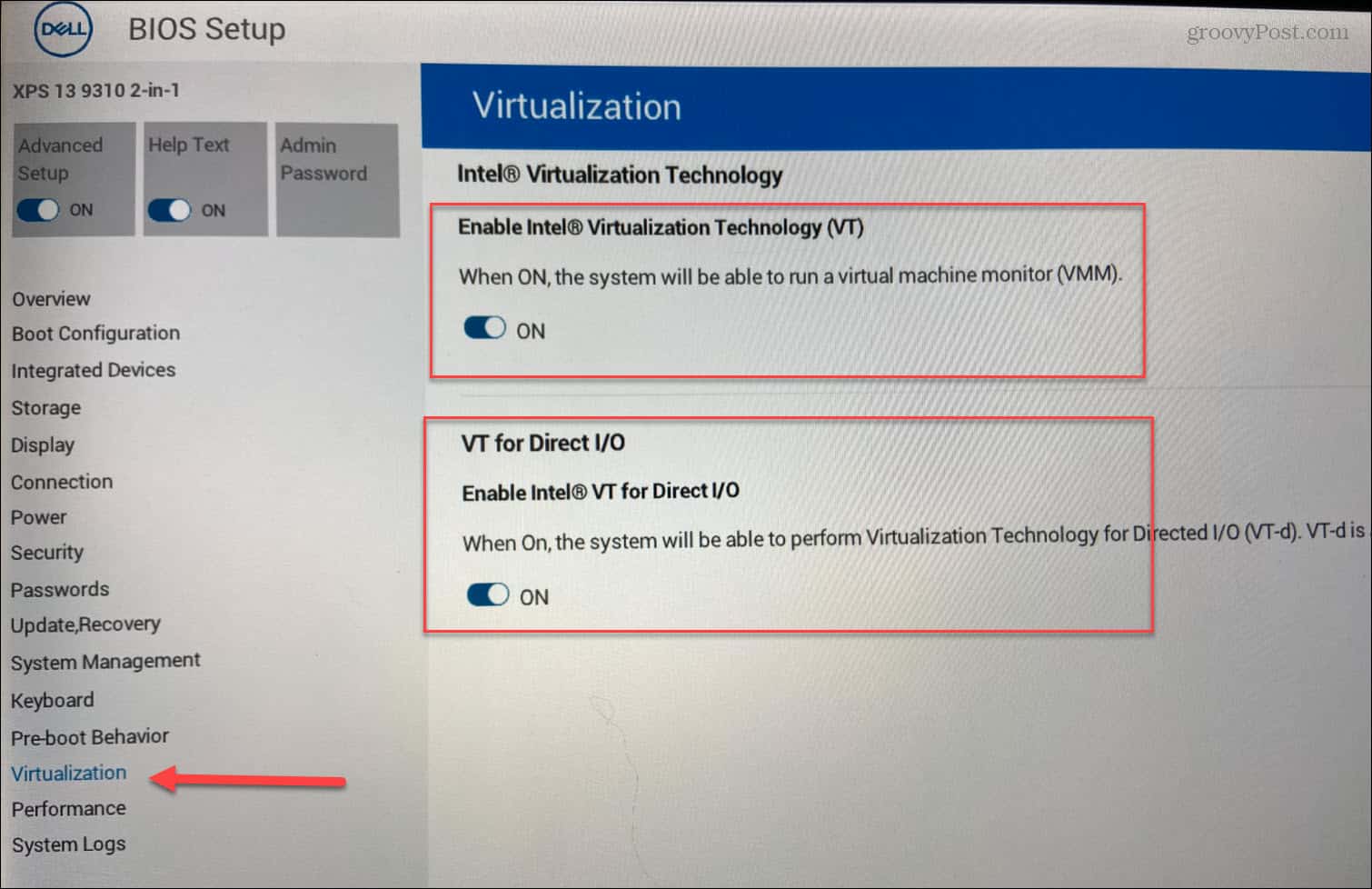 BIOS Enable Virtualization