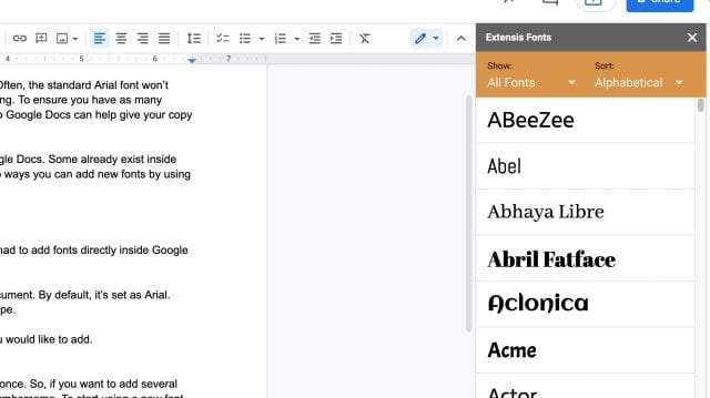 extensis fonts for google docs