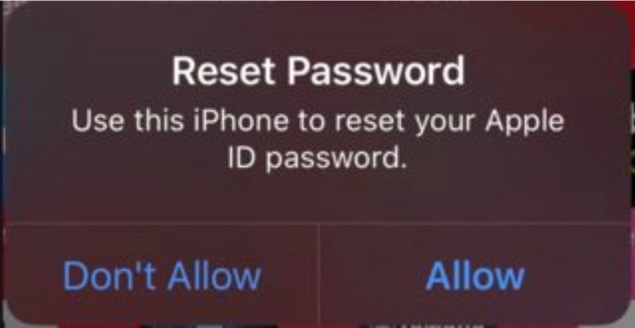 reset password push notification