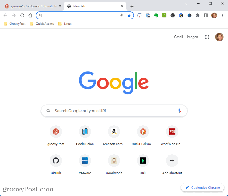 Default New Tab page in Chrome