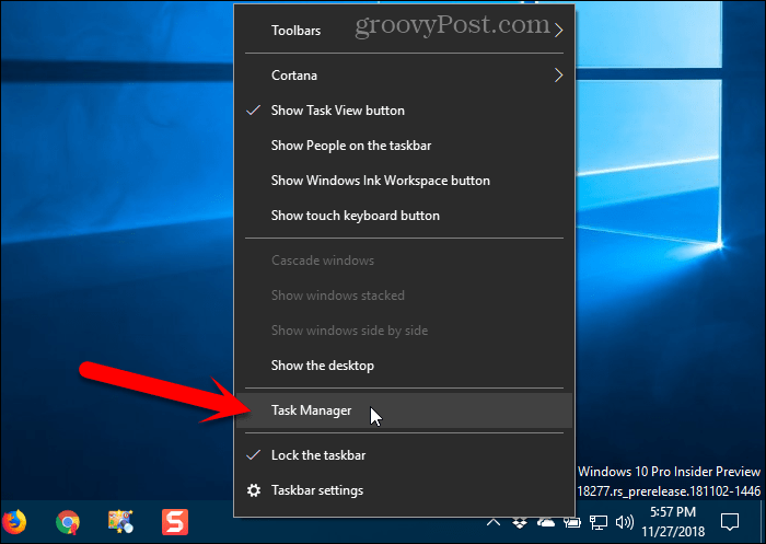 Open Task Manager in Windows 10