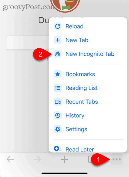 Tap New Incognito Tab in Chrome for iOS