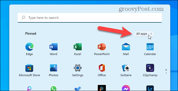 Click All apps on the Windows 11 Start menu