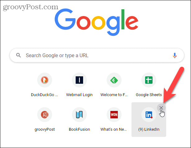 Remove shortcut on Chrome New Tab page