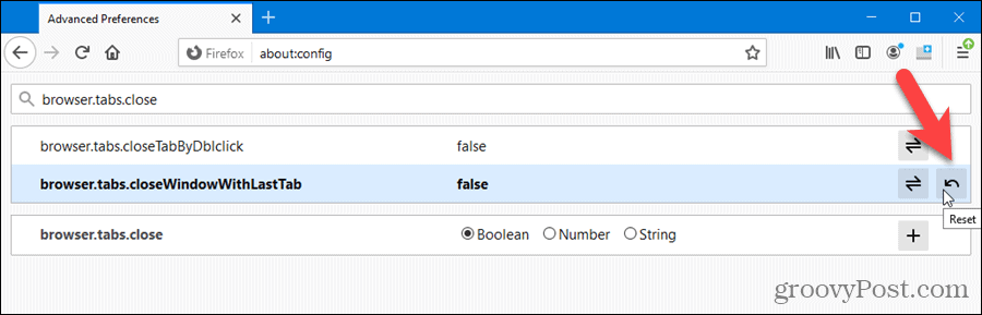 Reset an advanced setting in Firefox