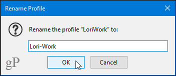 Firefox Rename Profile dialog