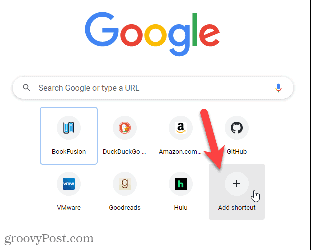 Click Add shortcut on the Chrome New Tab page