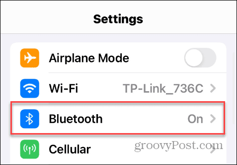 Bluetooth option in iOS Settings