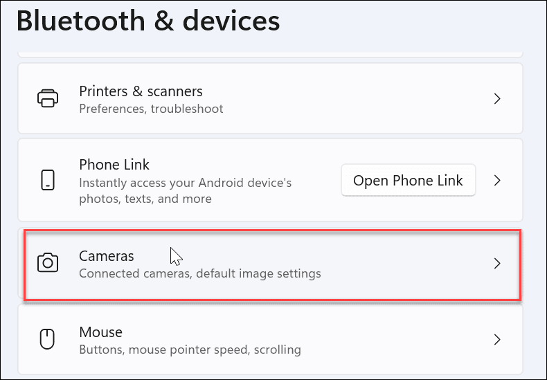 Manage Webcam Settings on Windows 11