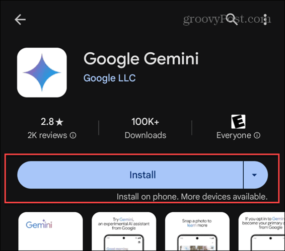 install gemini on Android phone