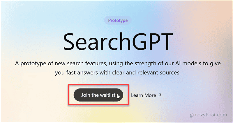 Join waitlist for searchgpt