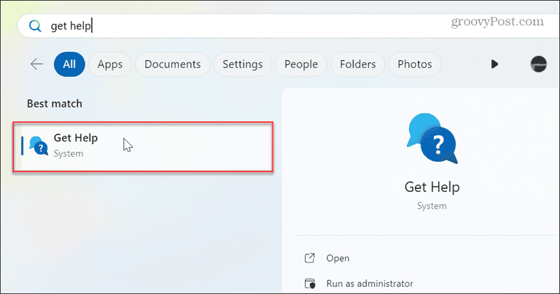 Launch Get Help App Windows 11