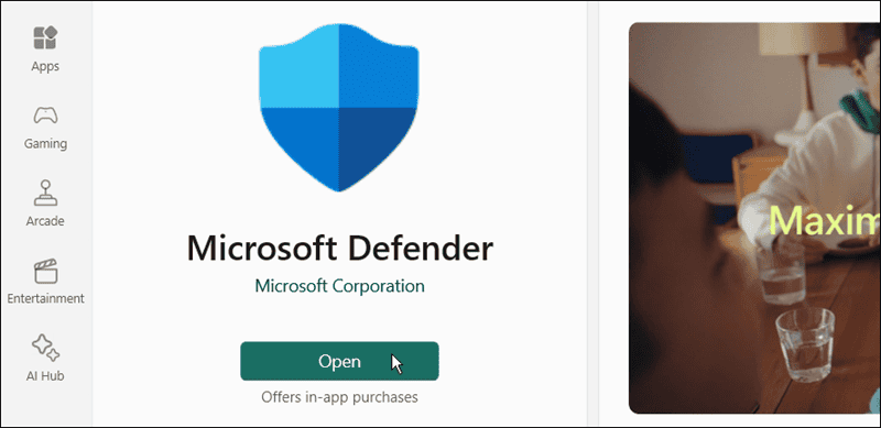 Launch Microsoft Defender app