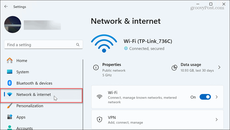 network and internet settings windows 11