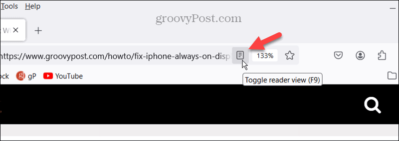 reader view button firefox computer