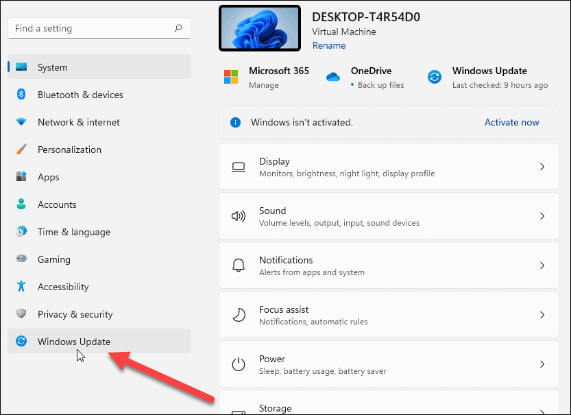 Settings Windows Update