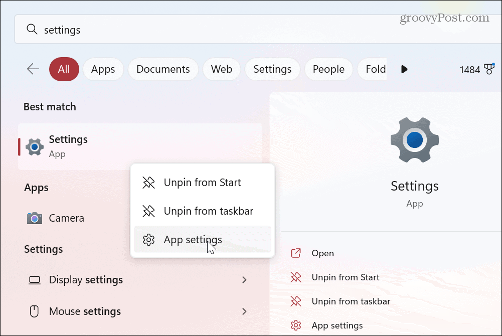 Reset the Settings App on Windows 11