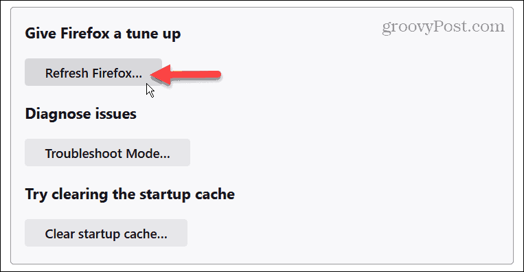 refresh firefox option