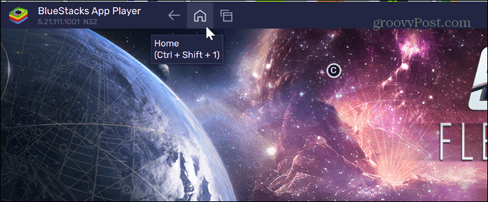 home button in BlueStacks