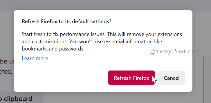 refresh firefox button