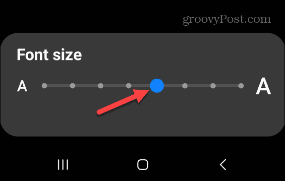 font size slider samsung galaxy settings