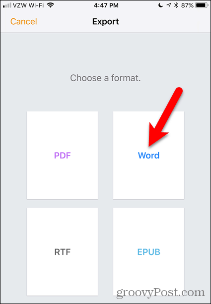 Tap Word in Pages for iOS