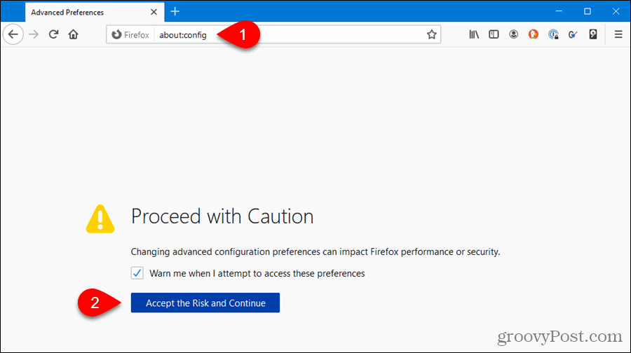 Access about:config page in Firefox