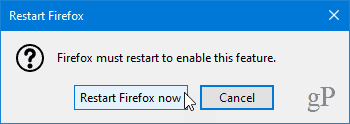 Restart Firefox