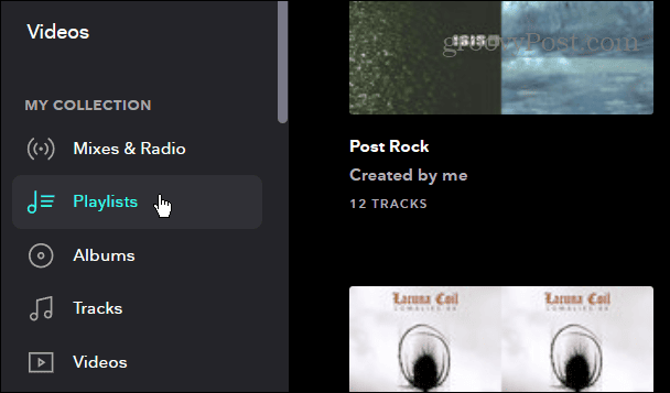 click playlists in tidal