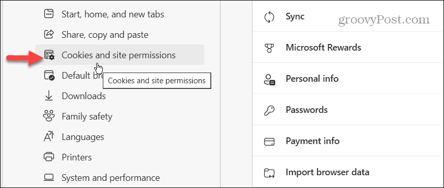 cookies and site permissions