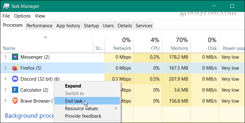 end firefox process task manager