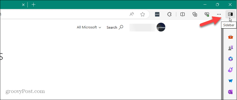 Sidebar button microsoft edge