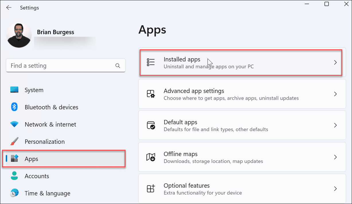 installed apps windows 11 settings