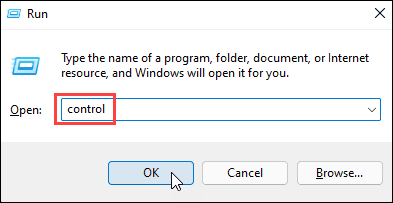 Open the Control Panel using the Run dialog