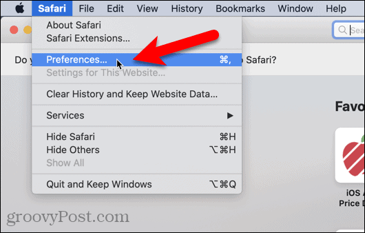 Go to Safari > Preferences