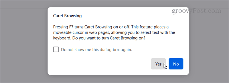 Caret Browsing in Firefox