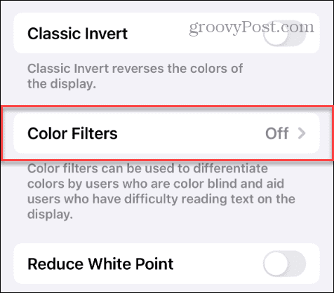 color filters iphone settings