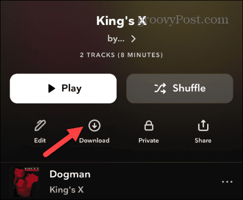 download button playlist tidal app