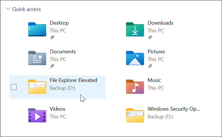 File Explorer elevated permissions