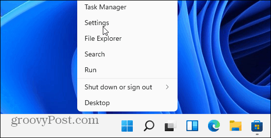 right-click Start Settings