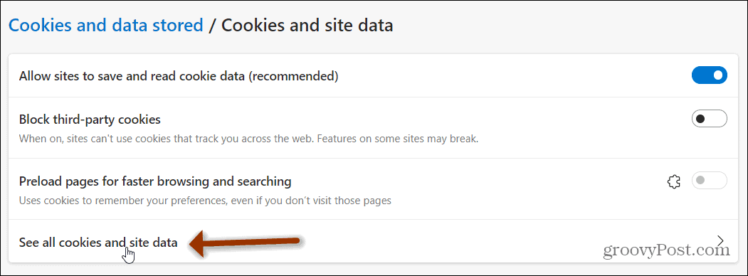 see all cookies and site data edge