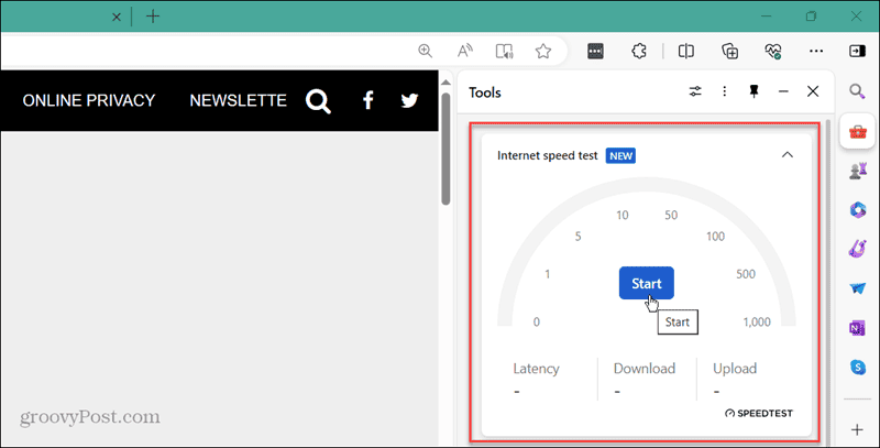 start speed test from microsoft edge tools