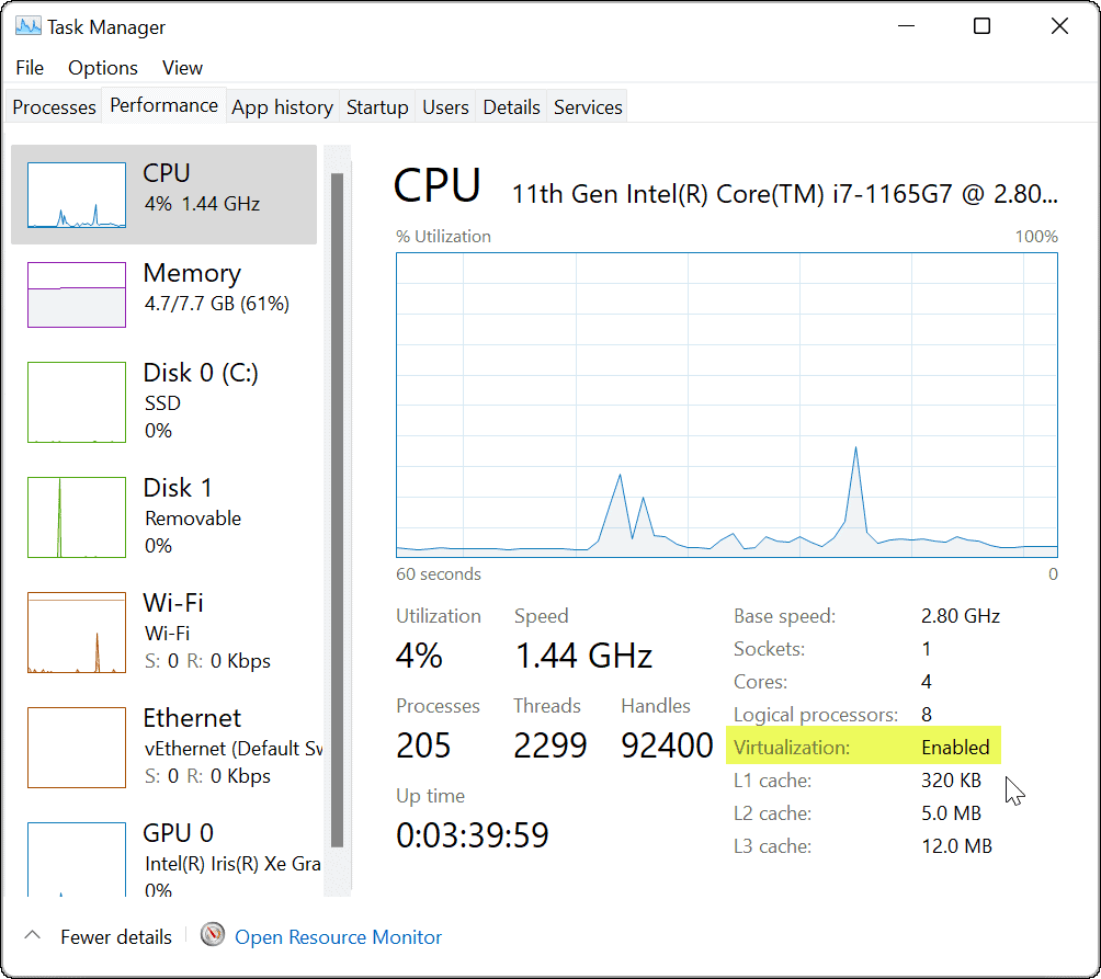 Windows 11 Task Manager Virtualization