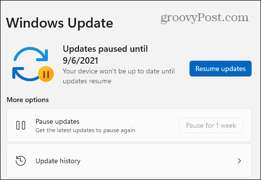 Windows 11 Updates Paused