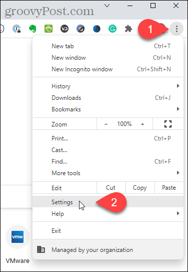 Select Settings from the Chrome menu