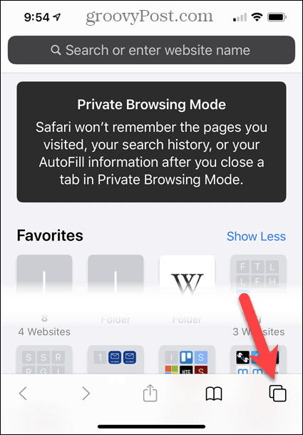 Private browsing mode in Safari on iOS