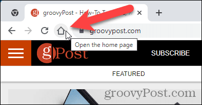 Home page displaying when clicking the Home button in Chrome