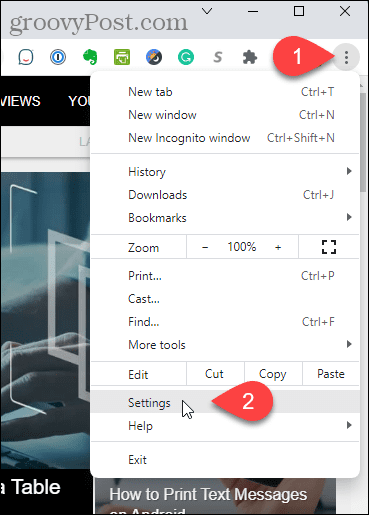 Select Settings from the Chrome menu